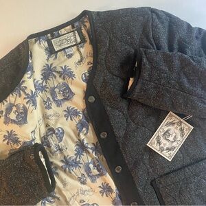 RVCA Chefs Kiss Quilted Jacket Men S Andrew The Kid Skull Tattoo Goth Lined Top